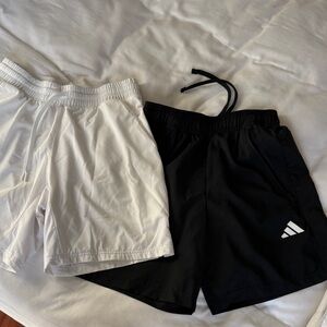 2 pair Adidas Black and White Sports Shorts length 7”